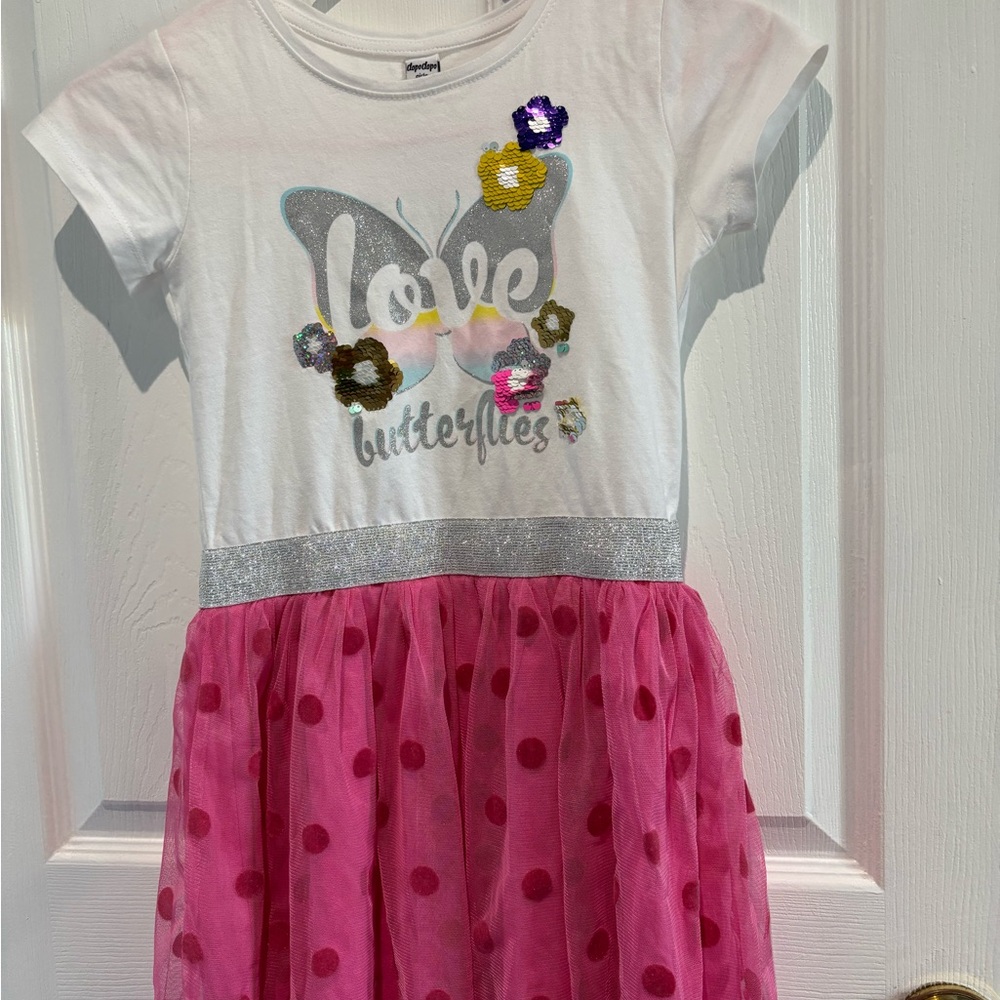 Wonder Nation White and Pink Butterfly Dress